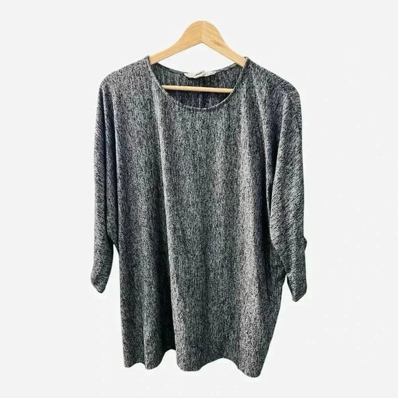 Workshop Republic Clothing Tops - Workshop Republic Clothing Women's 3/4 Sleeve Top Shirt Black Gray Plus Size 1X